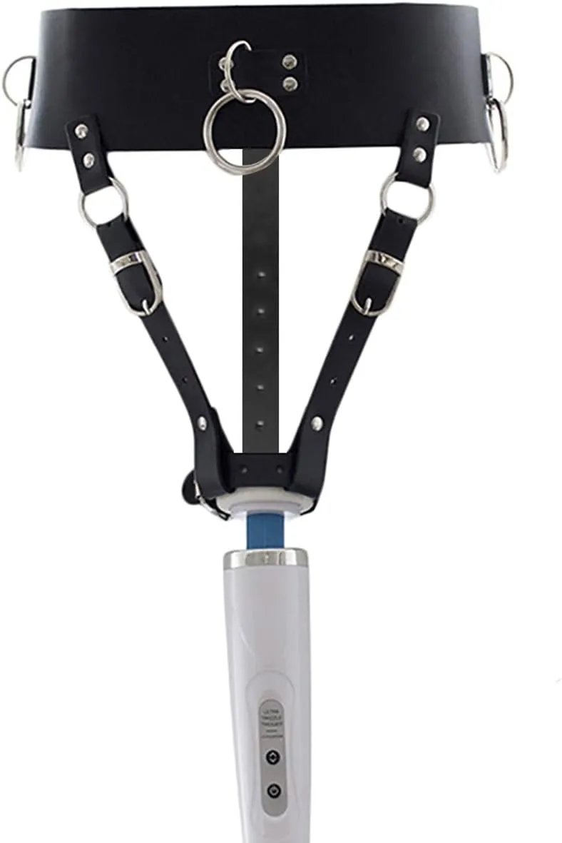 Vibrator Leather Constrained Forced Strap - Electric Waistband Harness Fixed Tie Belt Holder(Wand Or Vibrator Not Included)