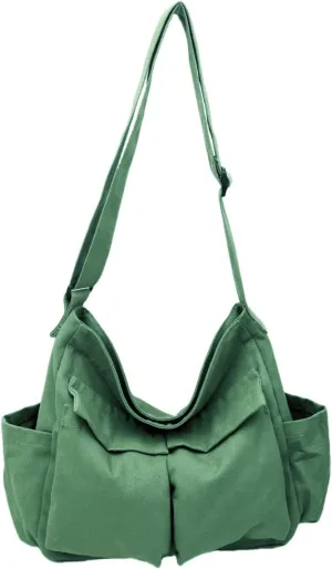 Vintage Canvas Messenger Bag for Women & Men School Large Laptop Bag with Multiple Pockets Shoulder Tote Bag