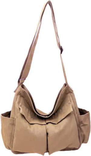 Vintage Canvas Messenger Bag for Women & Men School Large Laptop Bag with Multiple Pockets Shoulder Tote Bag
