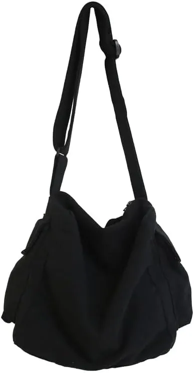 Vintage Canvas Messenger Bag Women Y2K Grunge Tote Bag Aesthetic Purse Hippie Crossbody Handbag Goth Emo Preppy Stuff