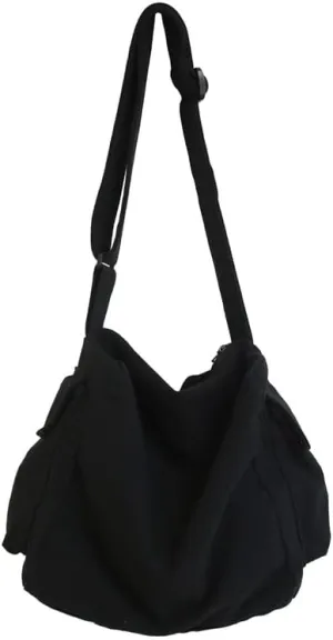 Vintage Canvas Messenger Bag Women Y2K Grunge Tote Bag Aesthetic Purse Hippie Crossbody Handbag Goth Emo Preppy Stuff