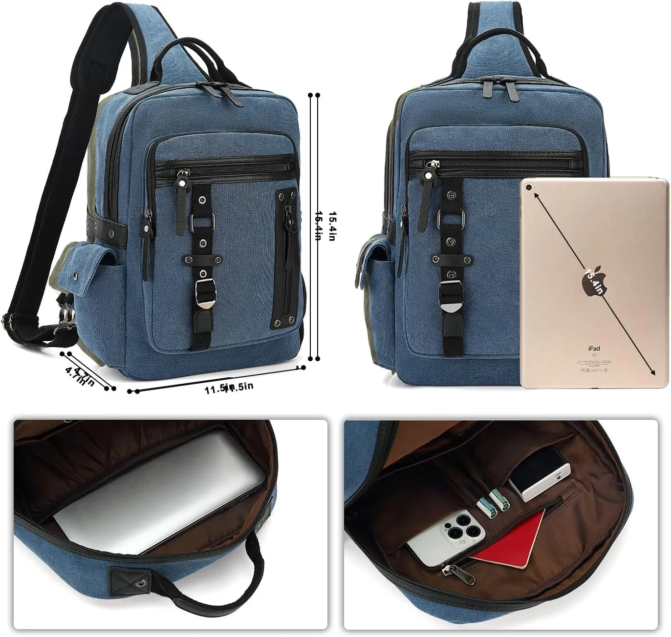 Vintage Messenger Bag, Canvas Backpack for Travel, Men's Shoulder Bag, Dual-use Bag for Hand Carry and Crossbody Carry