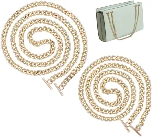 WADORN 2 Sizes Metal Purse Chain Strap, Heavy Iron Flat Chain Strap Replacement Shoulder Cross Body Chain with Toggle Clasp Handbag Chain Accessories, Gold (39.3 Inch, 47.2 Inch)