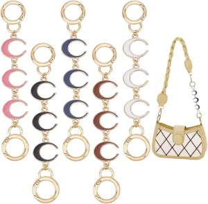 WADORN 5pcs Purse Extender Chain, 6.22 Inch Short Shoulder Strap Extenders Metal Purse Chain Strap Extender Replacement Alloy Enamel Moon Link Chain Handbag Handles Decoration Chain Charms