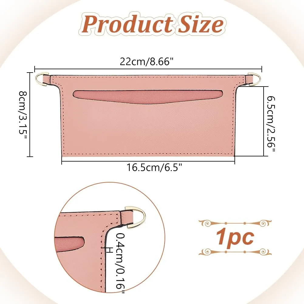 WADORN PU Leather Microfibre Purse Insert Organizer Conversion, 3.14x 6.49 Inch Fiber Leather Bag Organizer Inserts with Alloy D Rings Rectangle Wallet Insert Organizer Inserts for Handbag, Pink