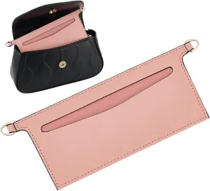 WADORN PU Leather Microfibre Purse Insert Organizer Conversion, 3.14x 6.49 Inch Fiber Leather Bag Organizer Inserts with Alloy D Rings Rectangle Wallet Insert Organizer Inserts for Handbag, Pink