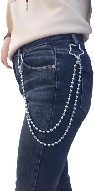 Wallet Chain Pants Pocket Chain Belt Chains Jean Chains 22.5" Silver Keychain with Both Ends Lobster Clasps Keys, Wallet, Jeans Pants Belt Loop Purse Handbag