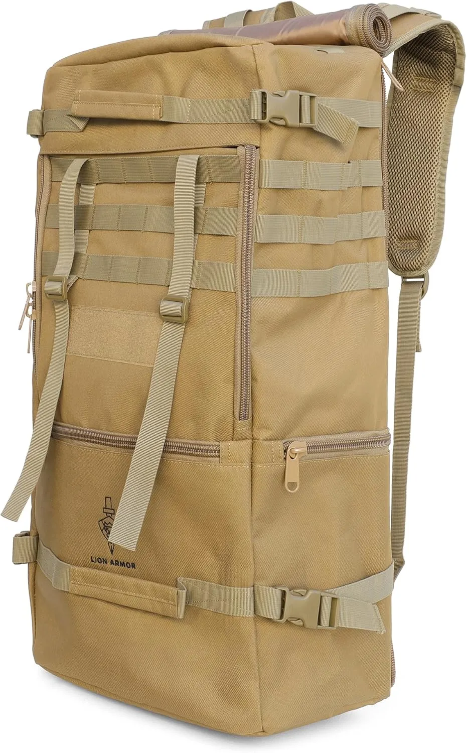Waterproof Tactical Duffle Backpack, 55L, Cargo Model (Khaki)