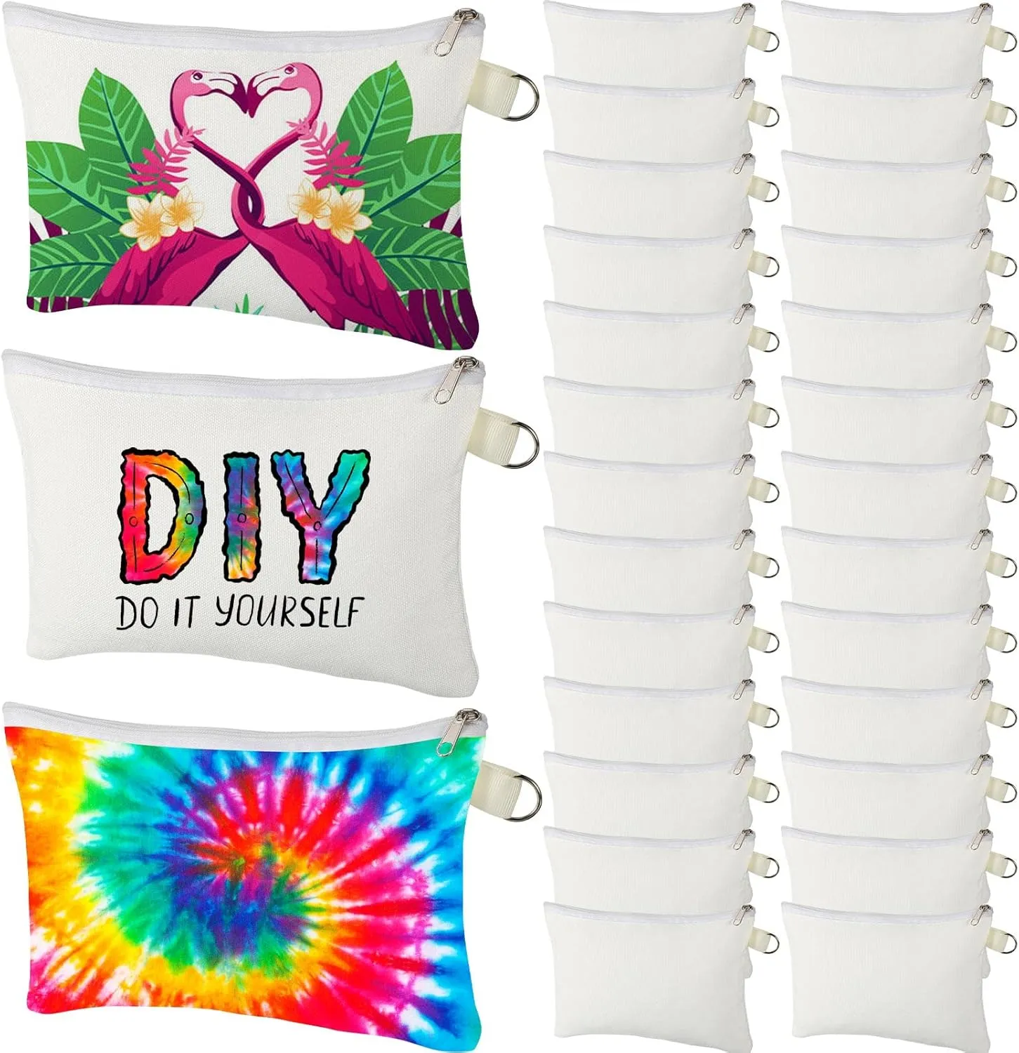 Weewooday Sublimation Blanks Cosmetic Bags Multipurpose DIY Heat Transfer Makeup Bags Toiletry Pouch Iron on Transfer Zipper Canvas Pencil Bag for Multi-functional School Travel DIY Craft