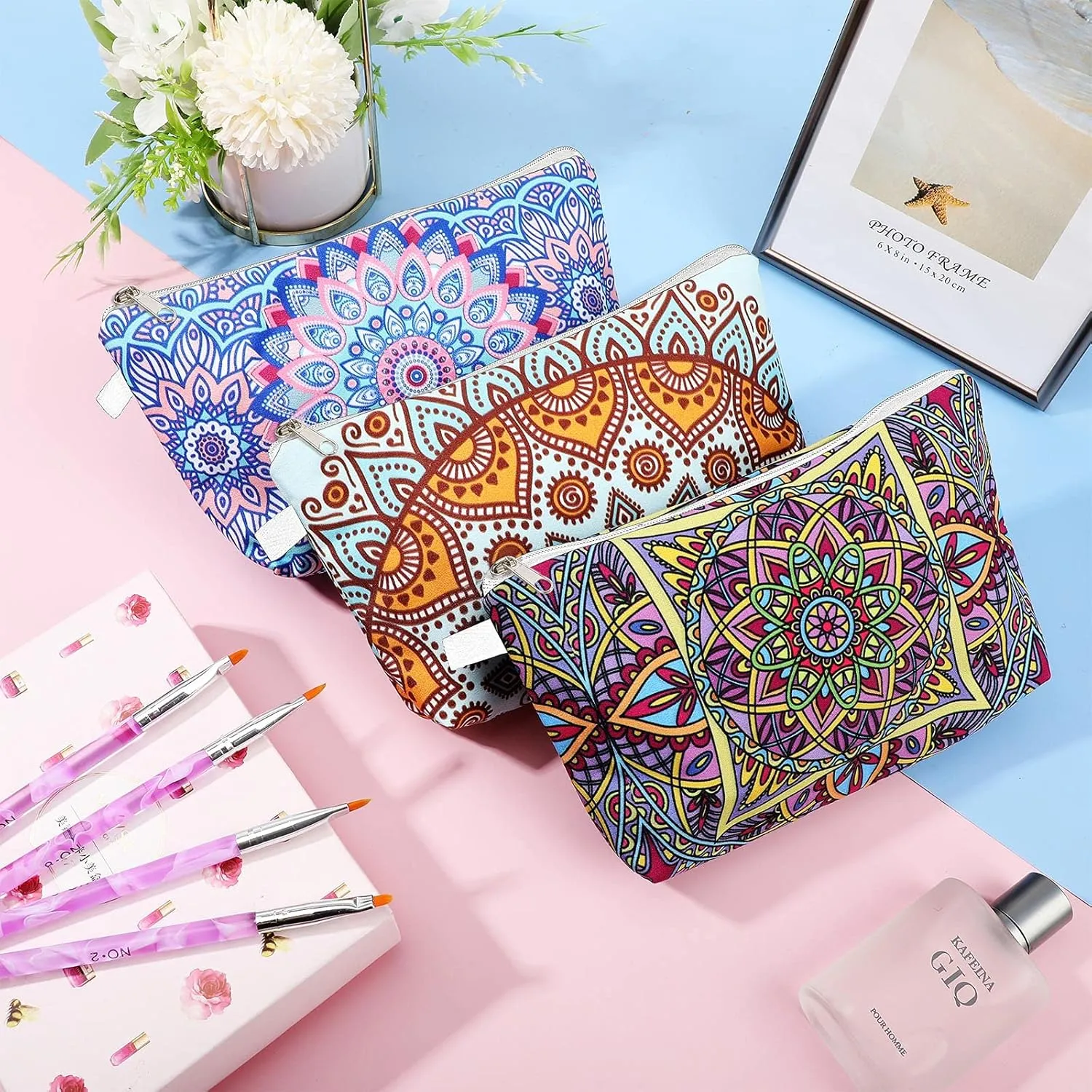 Weewooday Sublimation Blanks Cosmetic Bags Multipurpose DIY Heat Transfer Makeup Bags Toiletry Pouch Iron on Transfer Zipper Canvas Pencil Bag for Multi-functional School Travel DIY Craft