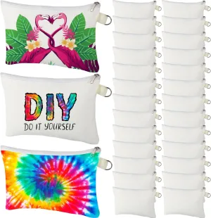 Weewooday Sublimation Blanks Cosmetic Bags Multipurpose DIY Heat Transfer Makeup Bags Toiletry Pouch Iron on Transfer Zipper Canvas Pencil Bag for Multi-functional School Travel DIY Craft