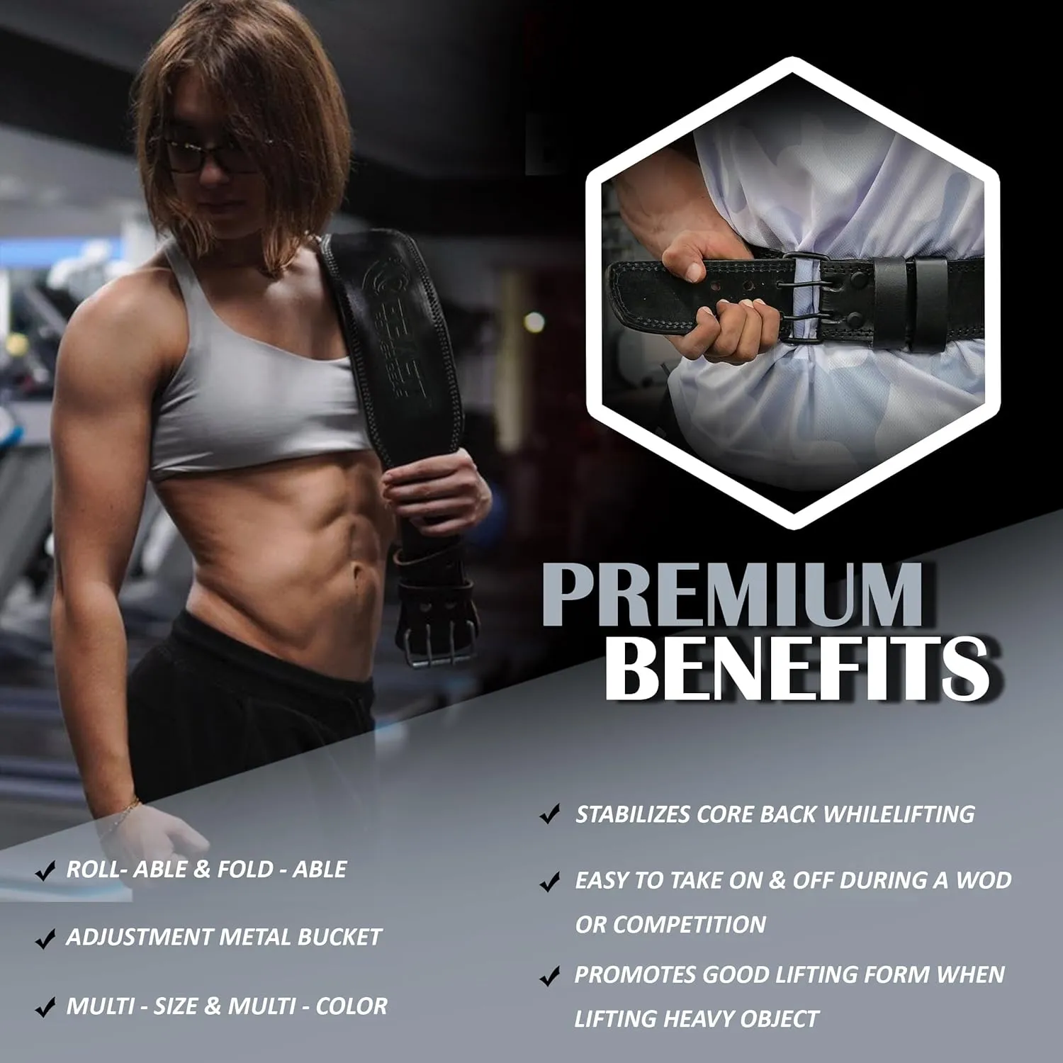 Weight Lifting Belt 4inch Leather Belt With Free Wrap - Foam Padded Back Support Gym Belt for Bodybuilding Squat Deadlift Weightlifting Belt Men Women