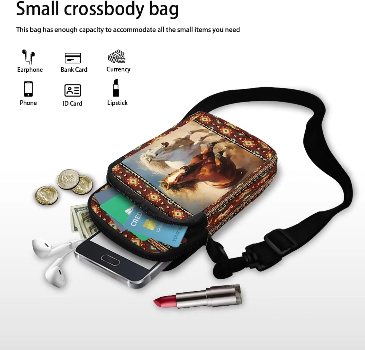 WELLFLYHOM Mini Crossbody Bag Phone Purses Wallet for Women Canvas Messenger Pouch