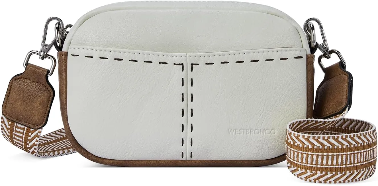 WESTBRONCO Crossbody Bags for Women Quilted Leather Purses Small Shoulder Handbags Trendy with Wide Strap