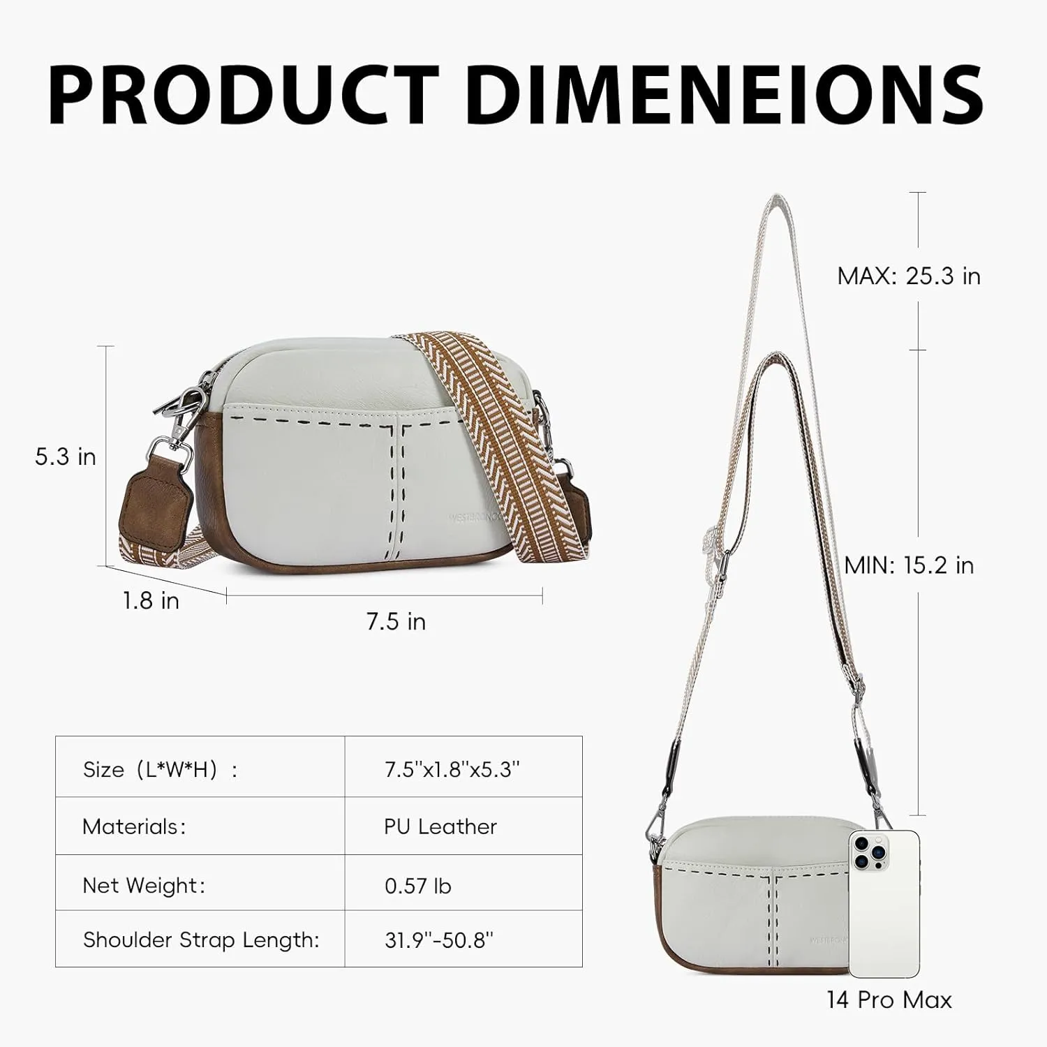 WESTBRONCO Crossbody Bags for Women Quilted Leather Purses Small Shoulder Handbags Trendy with Wide Strap