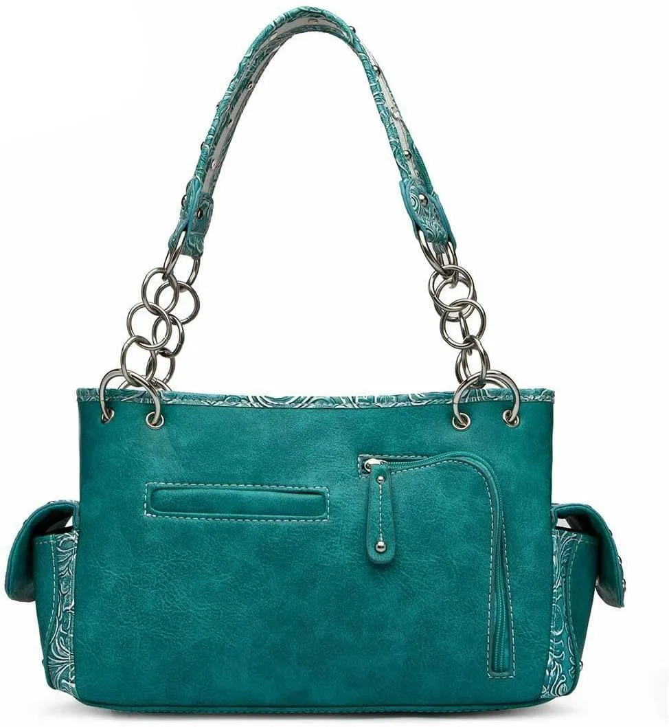 Western Style Springtime Embroidery Butterfly Floral Leather Totes Purse Country Handbag Women Shoulder Bag Wallet Set