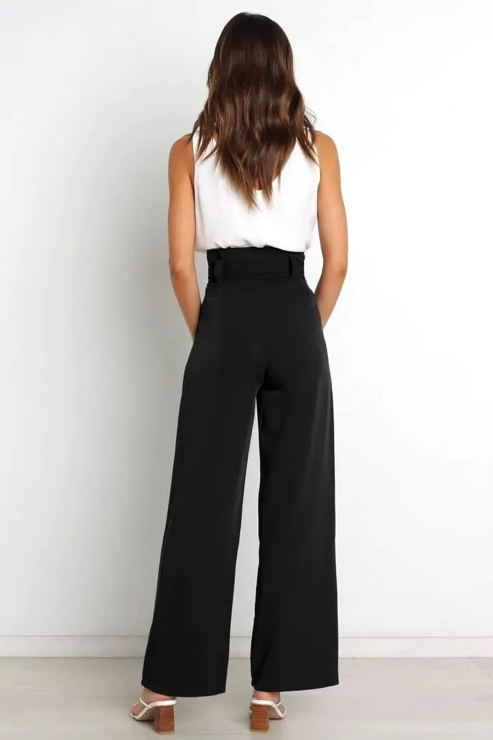 Wide Leg Dress Pants Womens Paperbag High Waisted Belted Business Casual Work Pants