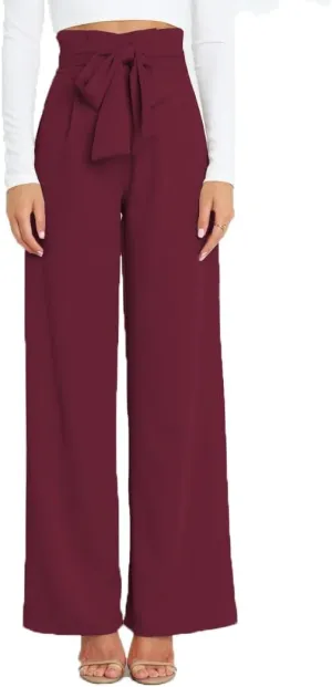 Wide Leg Dress Pants Womens Paperbag High Waisted Belted Business Casual Work Pants