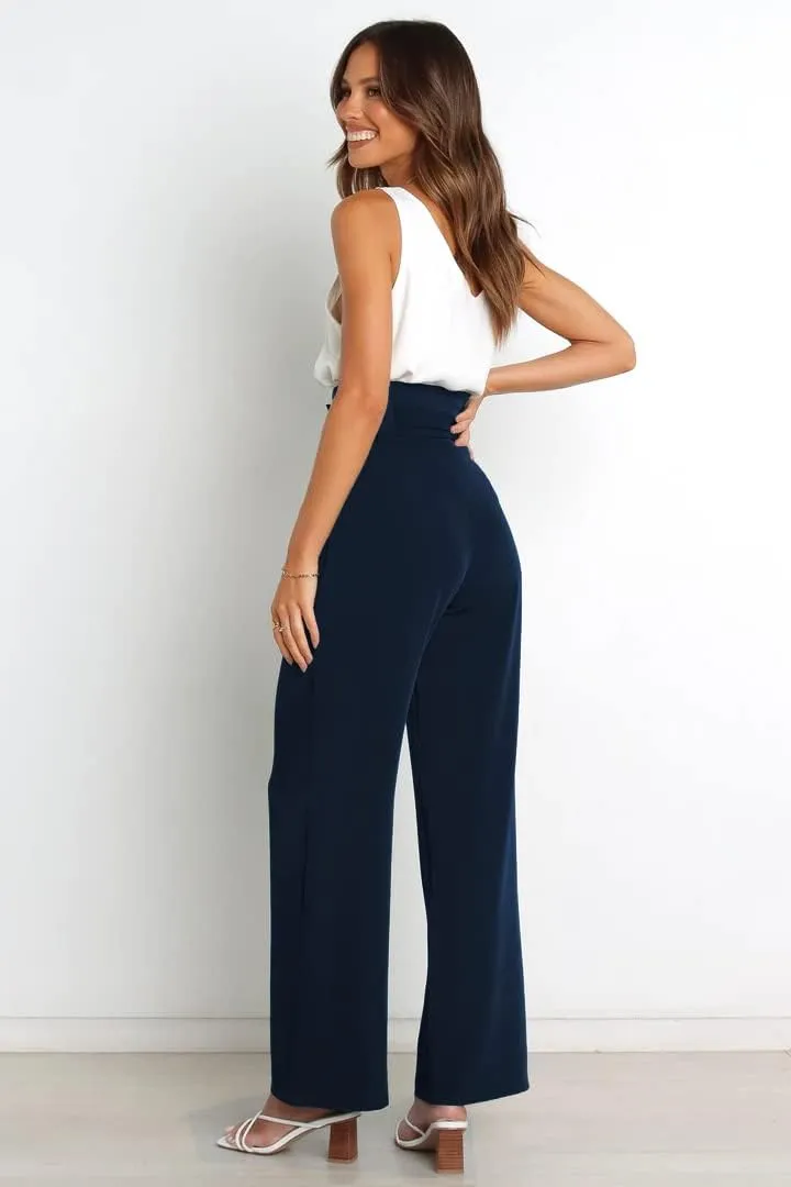 Wide Leg Dress Pants Womens Paperbag High Waisted Belted Business Casual Work Pants