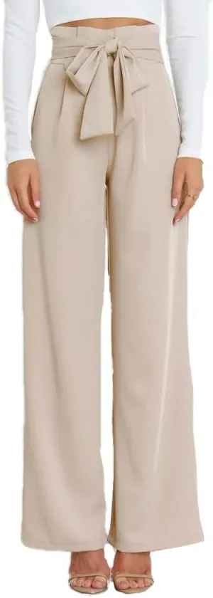 Wide Leg Dress Pants Womens Paperbag High Waisted Belted Business Casual Work Pants