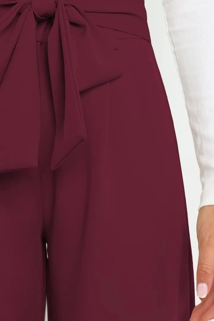 Wide Leg Dress Pants Womens Paperbag High Waisted Belted Business Casual Work Pants