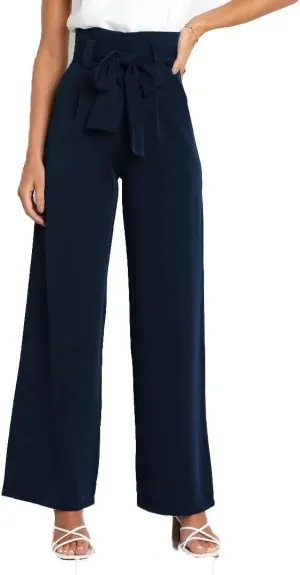 Wide Leg Dress Pants Womens Paperbag High Waisted Belted Business Casual Work Pants