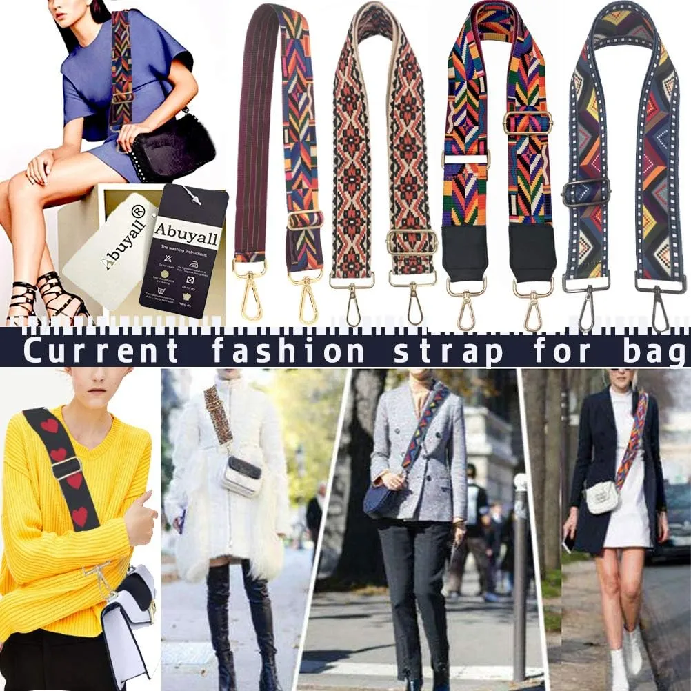 Wide Strap Replacement Guitar Style Multicolor Crossbody Handbag Strap