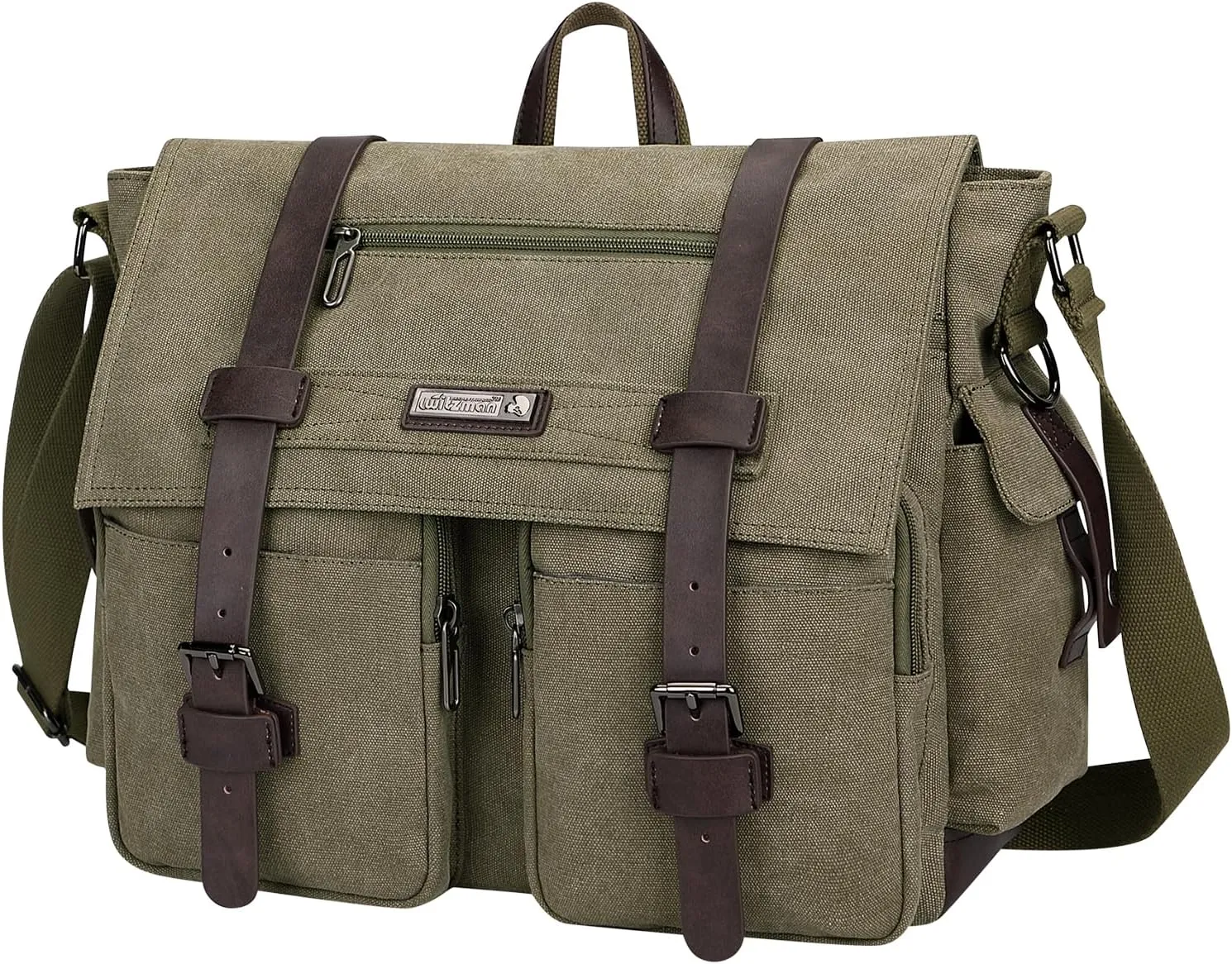 WITZMAN Vintage Canvas Messenger Bag for Men and Women Large Satchel Bags Crossbody Shoulder with 17 inch Laptop