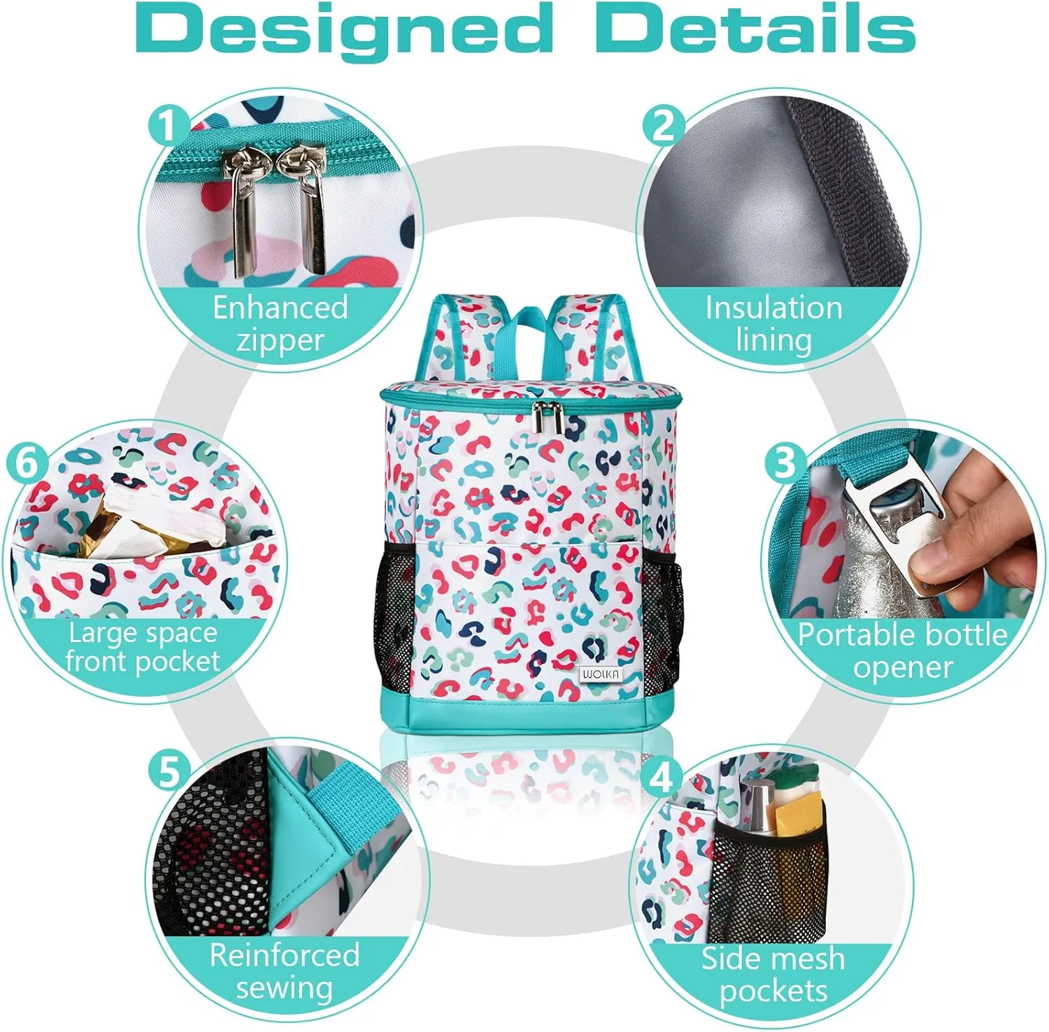 Wolka Cooler Backpack 30 Cans,Portable Backpack Coolers Insulated Leak Proof,Waterproof Soft Sided Cooler Bag for Travel,Beach,Camping,Picnic,Lunch Backpack for Women