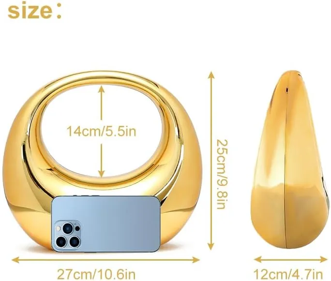 Women Acrylic Clutch Purses,Evening Handbag Metallic Moon Shape Bag for Wedding Cocktail Party