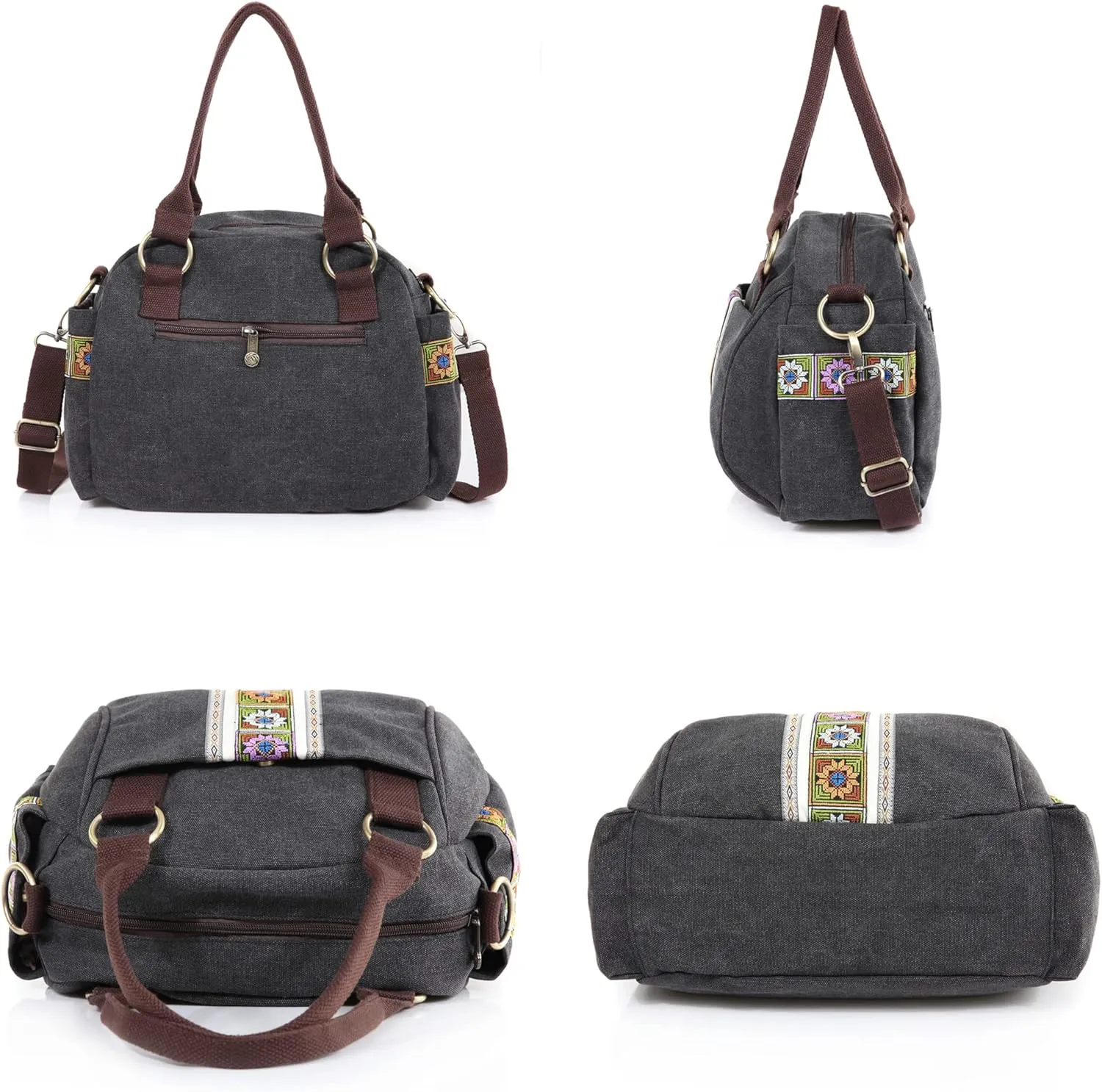 Women Canvas Top-Handle Handbag, Vintage Heavy-duty Crossbody Bag Tote Handbag