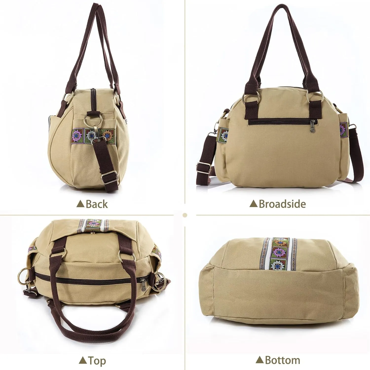 Women Canvas Top-Handle Handbag, Vintage Heavy-duty Crossbody Bag Tote Handbag