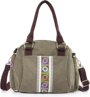 Women Canvas Top-Handle Handbag, Vintage Heavy-duty Crossbody Bag Tote Handbag
