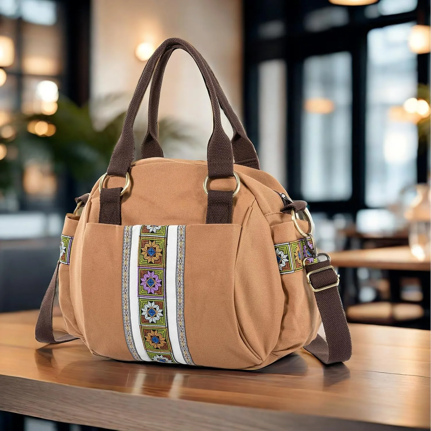 Women Canvas Top-Handle Handbag, Vintage Heavy-duty Crossbody Bag Tote Handbag