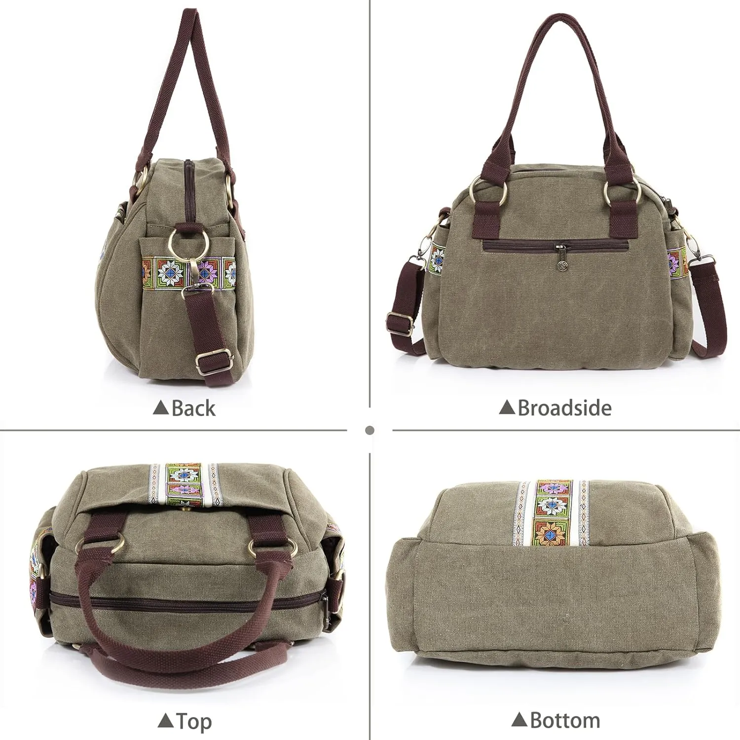 Women Canvas Top-Handle Handbag, Vintage Heavy-duty Crossbody Bag Tote Handbag
