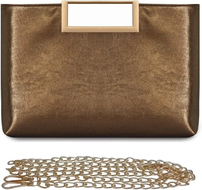 Women Clutch Purse PU Leather Chain Crossbody Bags Shiny Oversize Clutches Female Handbag Purses