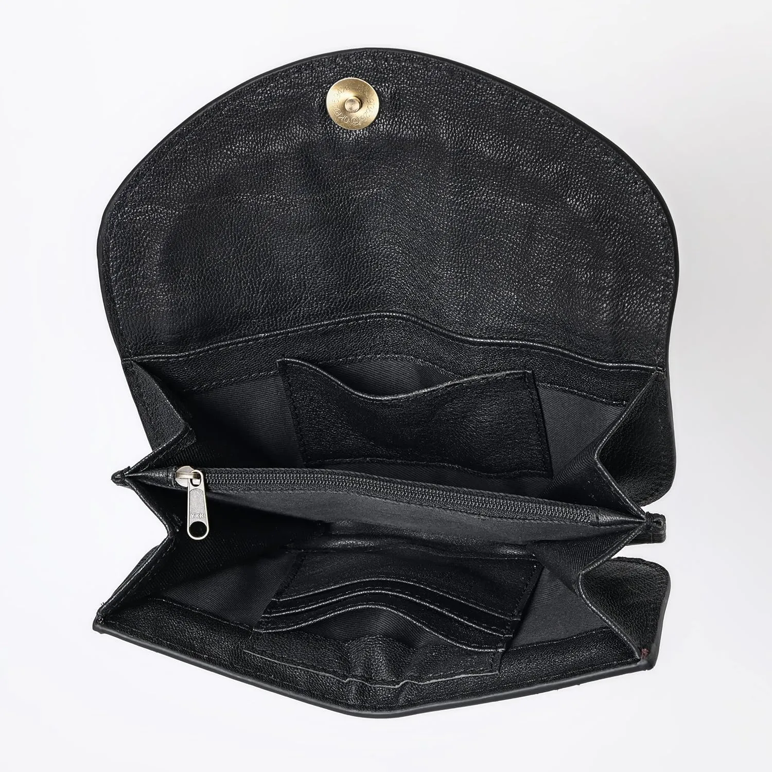 Women Cowhide Hairon and Tooled Leather Western Handmade Ladies Clutch Trifold Wallet