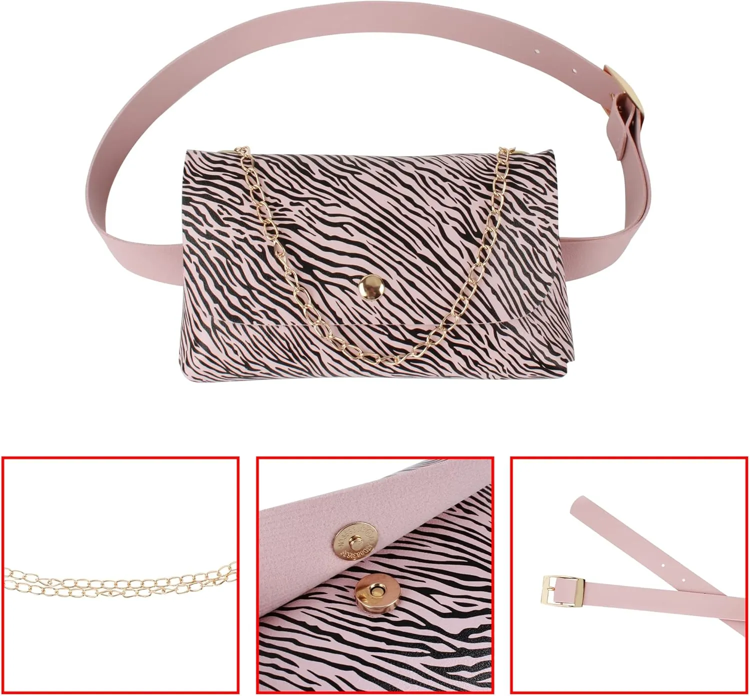 Women Mini Chain Fanny Pack Belt Bag Waist Bag Small Waist Pouch for Travel Workout Running Hiking