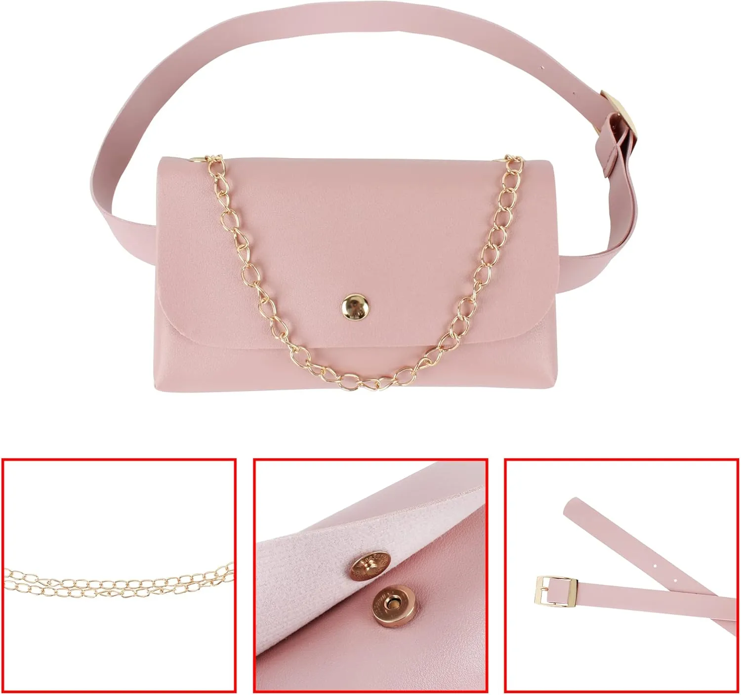 Women Mini Chain Fanny Pack Belt Bag Waist Bag Small Waist Pouch for Travel Workout Running Hiking