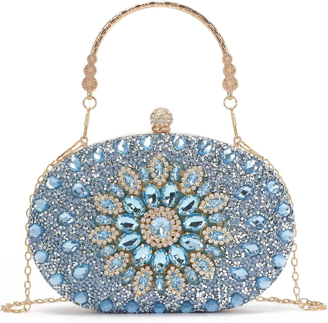 Women Rhinestone Evening Clutch Purse Bag Bling Glitter Sparkly Diamond Tote Bag Crystal Wedding Party Bag