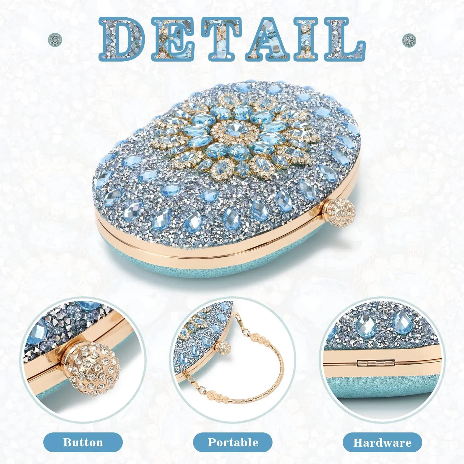 Women Rhinestone Evening Clutch Purse Bag Bling Glitter Sparkly Diamond Tote Bag Crystal Wedding Party Bag
