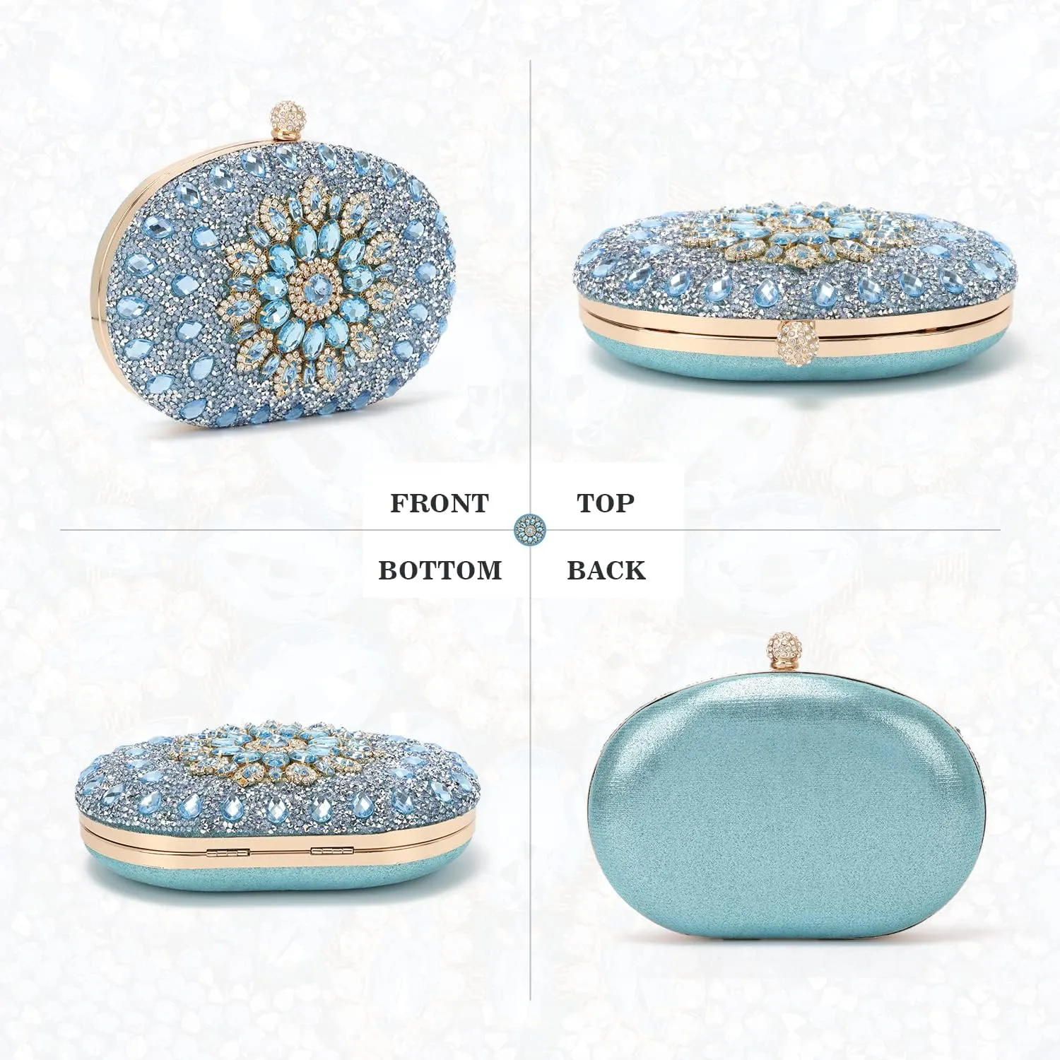 Women Rhinestone Evening Clutch Purse Bag Bling Glitter Sparkly Diamond Tote Bag Crystal Wedding Party Bag