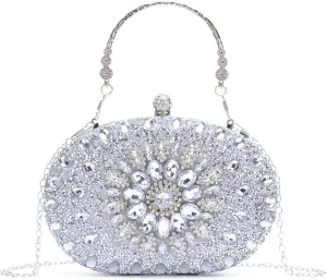 Women Rhinestone Evening Clutch Purse Bag Bling Glitter Sparkly Diamond Tote Bag Crystal Wedding Party Bag