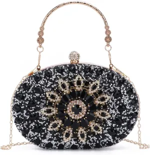 Women Rhinestone Evening Clutch Purse Bag Bling Glitter Sparkly Diamond Tote Bag Crystal Wedding Party Bag