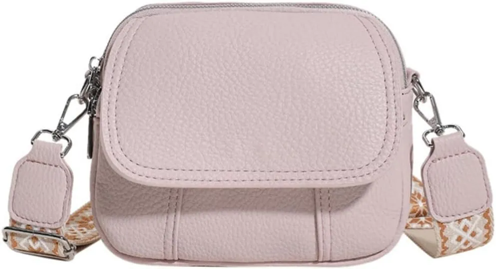 Women Small Crossbody Purse Fashion Lightweight Vegan Leather Handbags with Boho Strap Shoulder