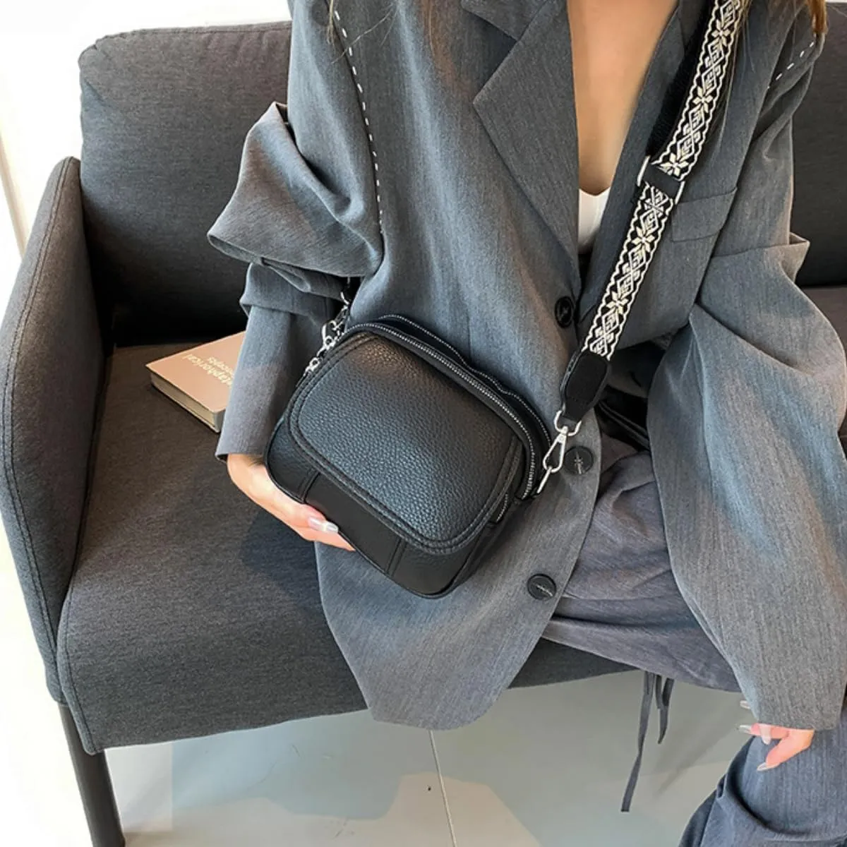 Women Small Crossbody Purse Fashion Lightweight Vegan Leather Handbags with Boho Strap Shoulder