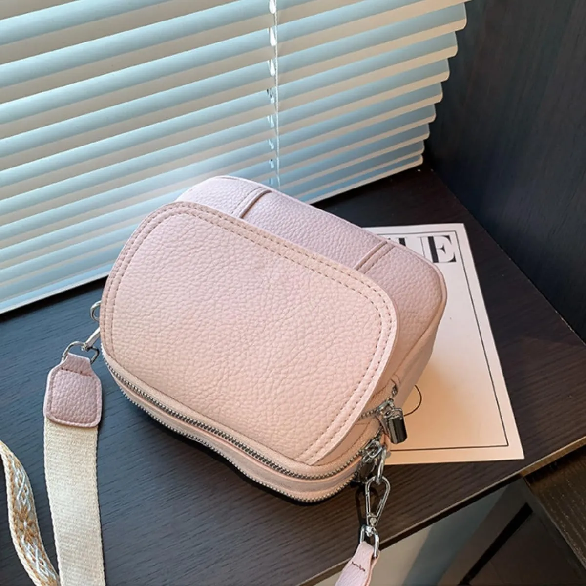 Women Small Crossbody Purse Fashion Lightweight Vegan Leather Handbags with Boho Strap Shoulder