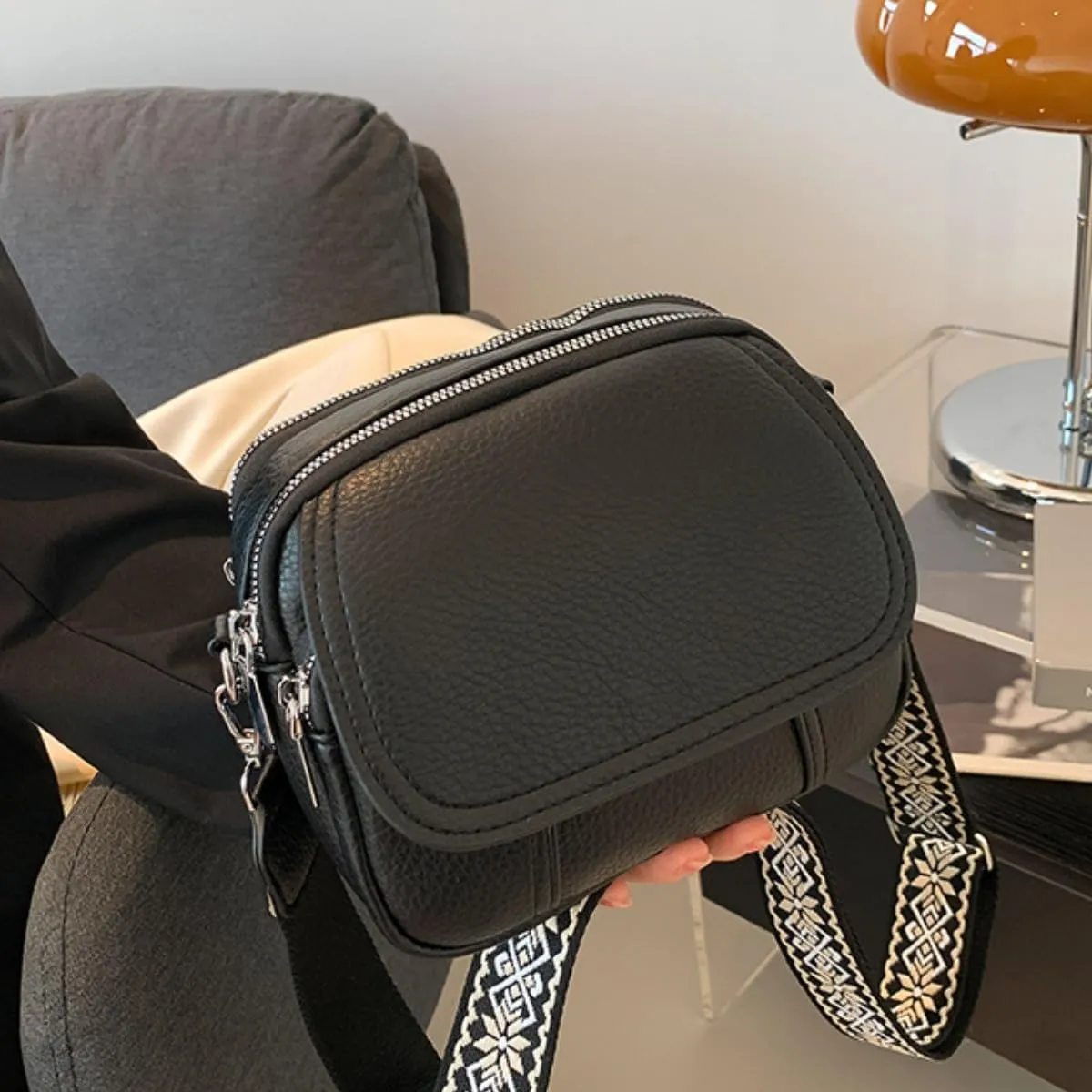Women Small Crossbody Purse Fashion Lightweight Vegan Leather Handbags with Boho Strap Shoulder