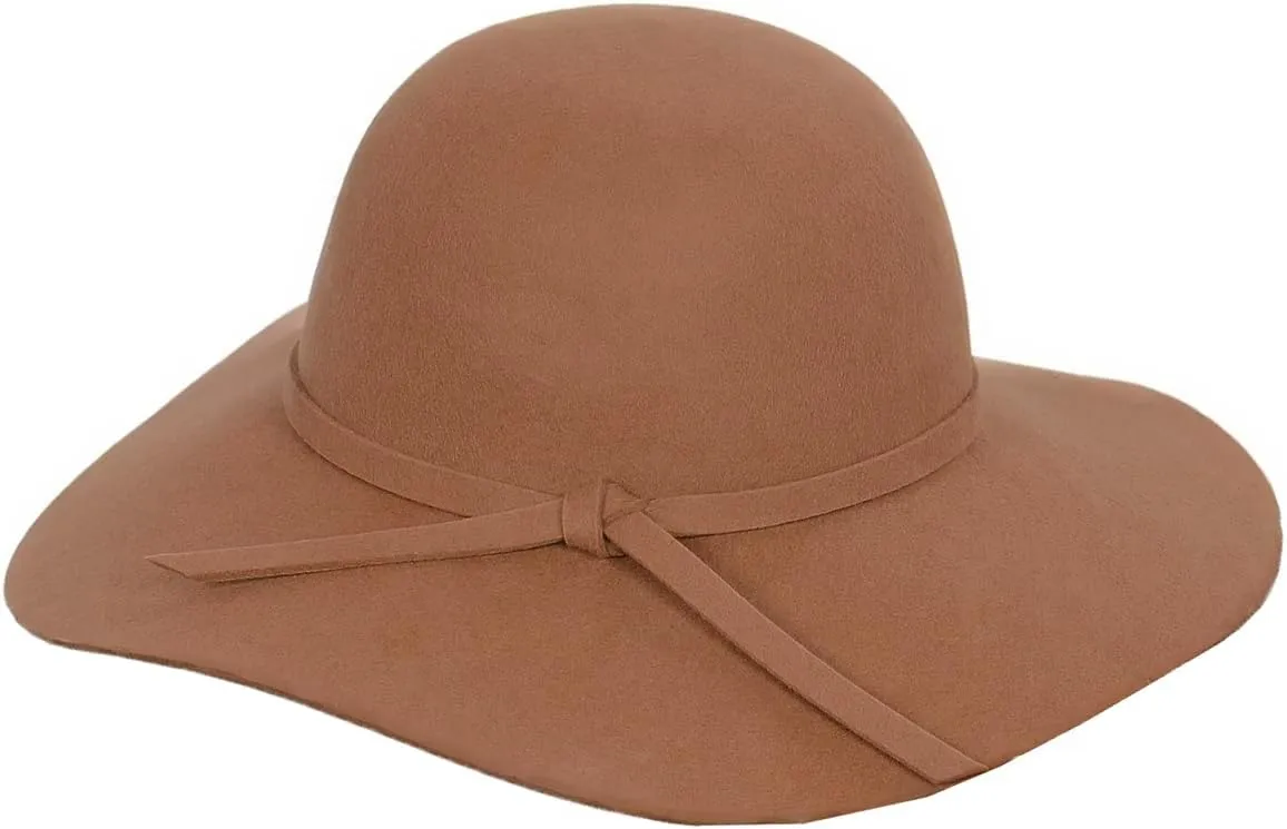 Women's 100% Wool Foldable Wide Brim Retro Fedora Floppy Felt Bowler Hat