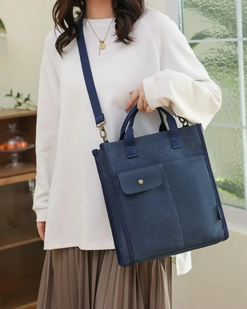 Women's Canvas Crossbody Shoulder Bag Fashion Large Totes Handbag Purse Casual Messenger Bag Multi-Pocket
